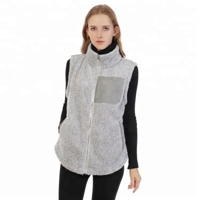 China Viable Factory Wholesale Monogram Women Sherpa Fleece Vest Coat for sale