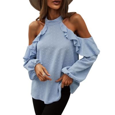 China 2022 Spring Breathable Swiss Dobby Swiss Dobby Chiffon Off- Shoulder Blouse Tops For Women for sale