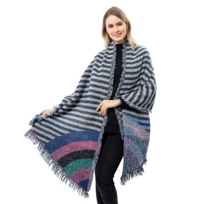 China Hot Selling Stripe Scarf Ladies Winter Stripe Knit Scarves for sale