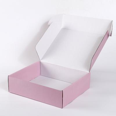 China Fancy Hot Pink Materials Sale Recycled Custom Printing Corrugated Packaging Clothes Cardboard Shipping Paper Gift Box Apparel Packaging Box for sale