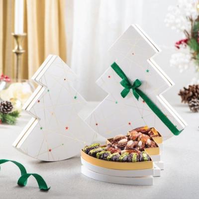 China Recycled Materials Decorative Christmas Tree Shaped Paper Cardboard Nut Paper Gift Box for sale