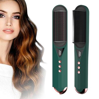 China Dropshopping Comfortable Healthy Comb 2 in 1 Electric Fast Heating PTC Ceramic Portable Hair Curler Straightening Brush for sale