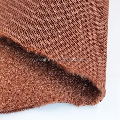 China Antistatic 100% Polyester Plush Pile Brown Color Car Seat Antistatic Fabric for sale