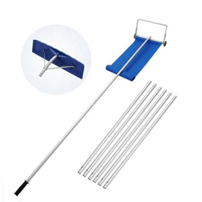 China Durable 2-in-1 20ft Roof Snow Rake Rolled Snow Removal Tool With Wide Head Cutter And Clean Slide Snow for sale