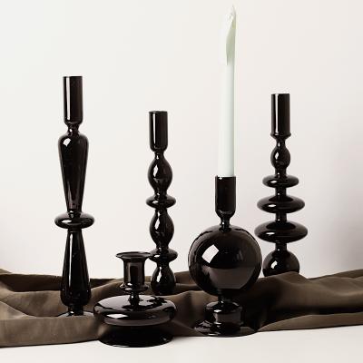 China Hot Selling Nordic Decorative Home Decor Candlestick Black Candle Holder for sale