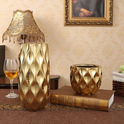 China Decor Luxury Big Mouth Flower Vase Gold Decoration for sale