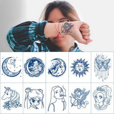 China Juice Lasting Ink Temporary Tattoos Body Art Waterproof Temporary Tattoo Sticker Lines Tattoo Moon Angel Women Men Arm Bear Gun for sale