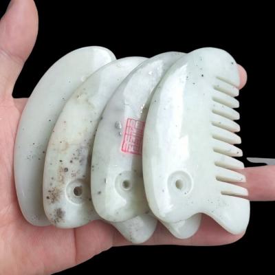 China For HeTian Jade Comb Massage Spa Acupuncture Nature Traditional Chinese Nature Head Therapy Trigger Point Treatment Home Use On Head for sale