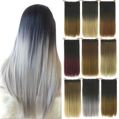 China Hot High Temperature Fiber Straight Black Gray Natural Color Women Ombre Hair Synthetic Long Tempreture Wig Clip In Hair Extensions for sale