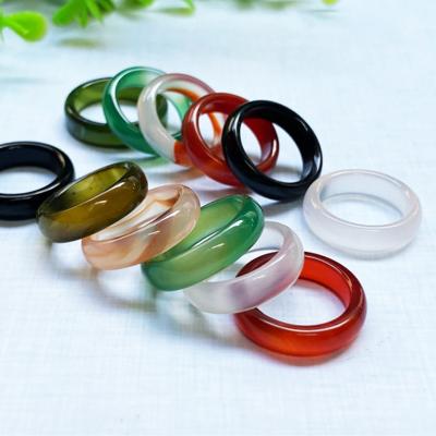 China Wholesale High Quality New Fashion Women Men Stone Ring Charm Round Natural Agates Multicolor Jewelry CLASSIC Finger Rings for sale