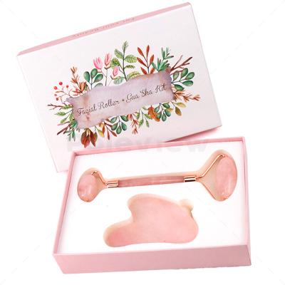 China : Stone Hot Selling Needle Jade With Box Rose Quartz Face Massage Roller Tool With CE Certificate for sale