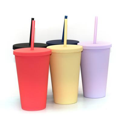 China New Favtory Wholesale 16oz Bpa Free Disposable Plastic Coffee Cup Tumbler With Straw for sale