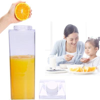 China Sustainable Wholesale Plastic Clear Cardboard Fruit Juice Water Milk Bottle With Lids for sale