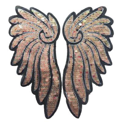 China Other GUGUTREE Sequined Embroidery Angel Wing Patch, Wings Patches Badges Appliques For Apparel A219141 for sale