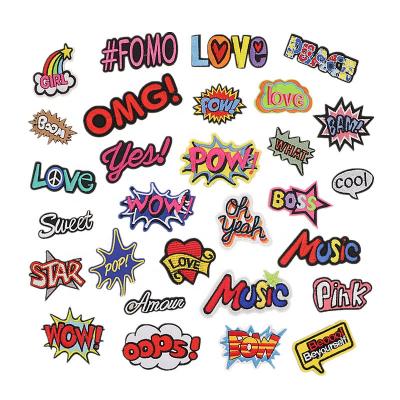 China Other GUGUTREE Embroidery Letter Patch Set Cartoon One Patches Badges Alphabets Applique For Apparel XW-16 for sale