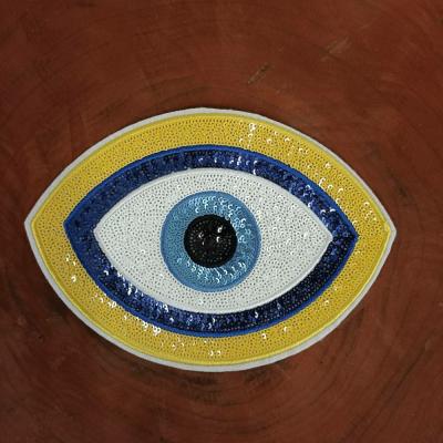 China Other GUGUTREE Sequined Embroidery Eye Patches, Yellow Sequin Eye Badges, Applique Patches For Apparel for sale