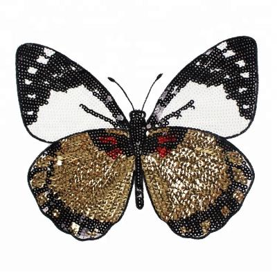 China large 3D GUGUTREE sequin butterfly patches, embroidery applique badges patch for jackets BP-29 for sale