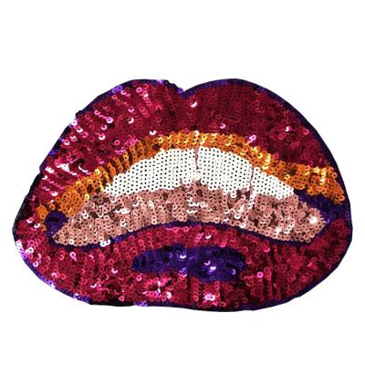 China GUGUTREE 3D Embroidery Sequin Lip Patch Mouth Patches Badges Large Applique Patches For Clothing ALE-29 for sale