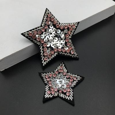 China 3D GUGUTREE Embroidered Star Beaded Sequined Patches, Embroidery Crystals Stars Patch Badges Applique KZ-204726 for sale