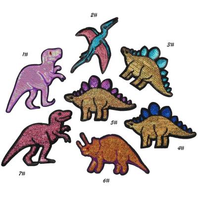 China 3D GUGUTREE sequin dinosaur patches, cute embroidery dinosaur appliques, animal patches for jackets for sale