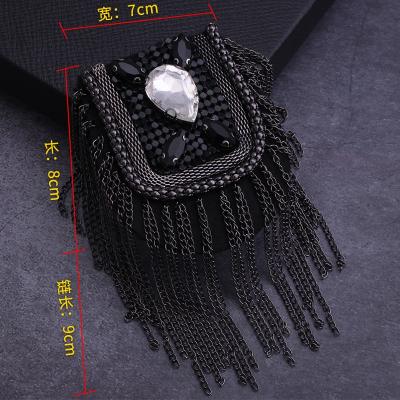 China 1 piece 3D epaulet price, snap brooch breastpin tassels shoulder panel metal patch badges applique patch for clothing N27 for sale