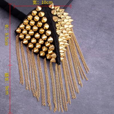 China 1 piece 3D epaulet price, snap brooch breastpin tassels shoulder panel metal patch badges applique patch for clothing N24 for sale