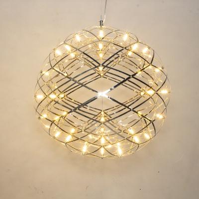 China Modern Minimalist Creative Popular Outdoor Stainless Steel Sparkle Pendent Ball Led Christmas Decor Custom High Ceiling Wedding Chandeliers for sale