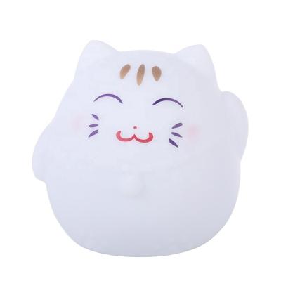 China Change Colors Wholesale Filling Cartoon Lucky Cat Led Night Light Cute Creative Baby Night Light USB Children's Toys From China Factory Small for sale