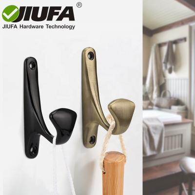 China JIUFA Furniture Hardware Single Metal Zinc Alloy Wardrobe Hook Heavy Duty Hanging Robe Coat Hook Heavy Duty Hanging Hook for sale