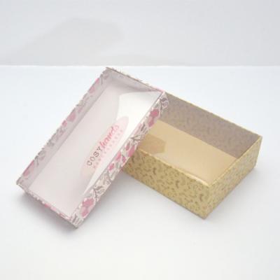 China Recycled materials custom paper box with clear lid for socks packaging box, paper craft box. for sale