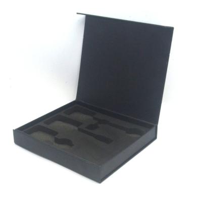 China Recycled Materials Custom Matte Black Magnetic Gift Boxes With EVA Inserts for sale