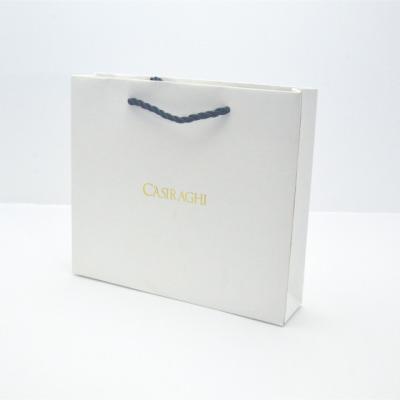 China Recyclable custom paper shopping bag which white shopping bag with logo for sale