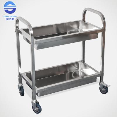 China Stainless Steel Bowl Serving Trolley With Wheels / 2 Levels Dining Cart for sale