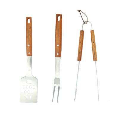 China High Quality Easily Cleaned BBQ Tool Kit BBQ Utensil Accessories With Wooden Handle Spatula For Grilling Camping for sale