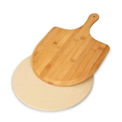 China Sustainable Refractory Ceramic Cordierite Baking Pizza Stone or Wooden Plate Pizza Skin Paddle Durable and Stone Pizza Cutter Set for sale