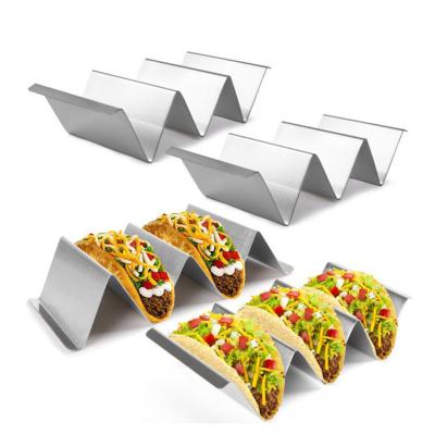 China Disposable Taco Holders 4 Pack Stainless Steel Taco Holder Tray Style Oven Safe Holder for Dishwasher and Grill Baking Safe for sale