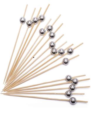 China Viable Fancy Decorative Pearl Skewer Cocktail Sticks Bamboo Cocktail Food Picks for sale