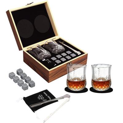 China Amazon Viable Hot Granite Cooling Whiskey Rocks Whiskey Ice Stones Whiskey Stones Wooden Ice Cube Gift Box for sale