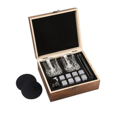 China Viable Wholesale Customized Whiskey Stones Gift Set Granite Whiskey Cooling Rocks With Whiskey Glass for sale