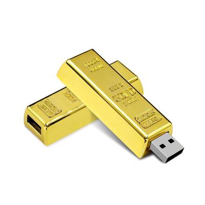 China Metal Gold Bar Shape USB Flash Drive Bar Pen Drive 4GB 8GB 16GB 32GB 64GB Metal Flash Memory Stick Gold Bullion USB 3.0 Gifts for sale