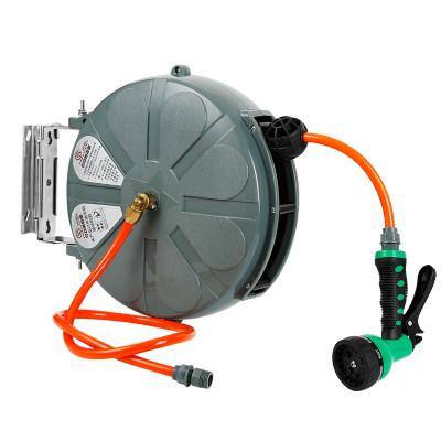 China Automatic Sturdy Air Water Hose Reel Wall Mount Plastic Garden Pole Portable for sale