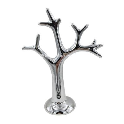 China Ring Decorative Plated Silver Ceramic Jewelry Tree For Ring Socket for sale