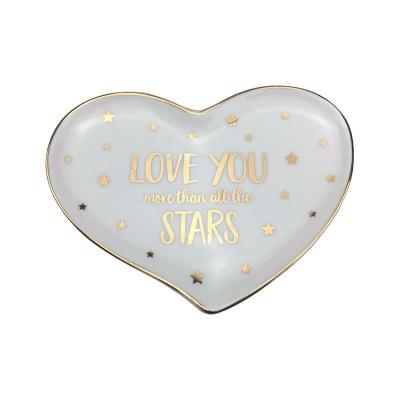 China Ceramic Valentine Gifts Personalized Heart Shape Key Tray Key Tray Ring Dish Holder Ceramic For Jewelry for sale