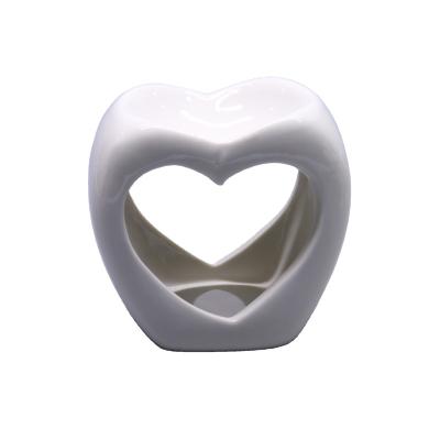 China Europe crafts heart design handmade tealight candle ceramic essential oil burner for wholesale for sale