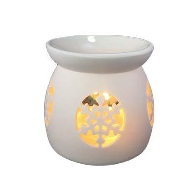 China Europe Hollow Design White Glazed Ceramic Tealight Essential Oil Burner Wax Melt Burners for sale