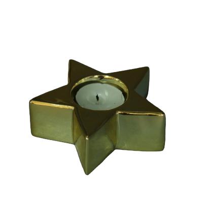 China Weddings wedding Christmas decoration gold plated star ceramic tealight candle holders for wholesale for sale