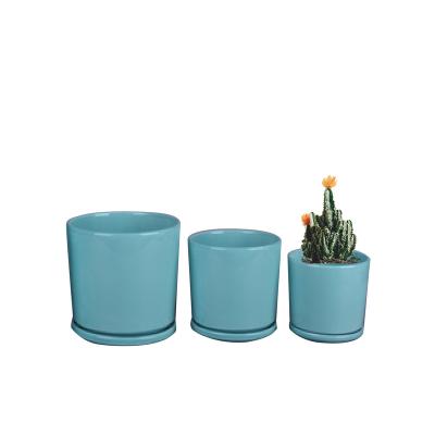 China Modern Decorative Glossy Cylindrical Ceramic Home and Garden Planter Pots for Succulent Flower for sale