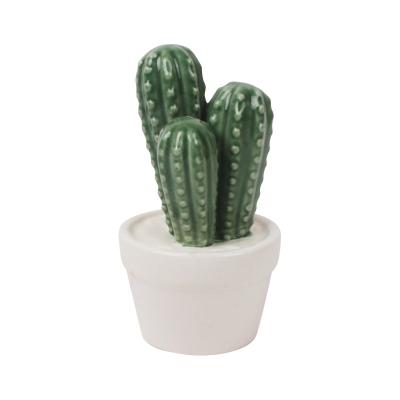 China Europe Christmas Holiday Office Decorative Mini White Succulent Ceramic Cactus Plant In Planter for sale