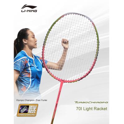 China Li Ning Turbo Charging 70I Racket Professional Light Weight Single Racket Elastic Type No String LI NING Badminton Racket AYPM414 for sale