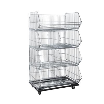 China Supermarket Stackable Grocery Wholesales Wire Display Stackable Basket for sale